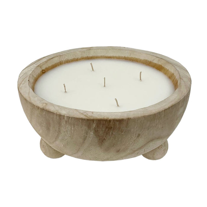 wood footed bowl candle