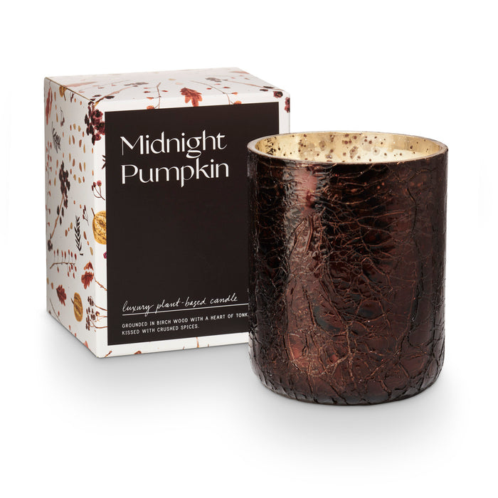 midnight pumpkin crackle glass candle