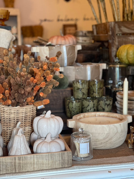 Stoneware pumpkin with reactive glaze