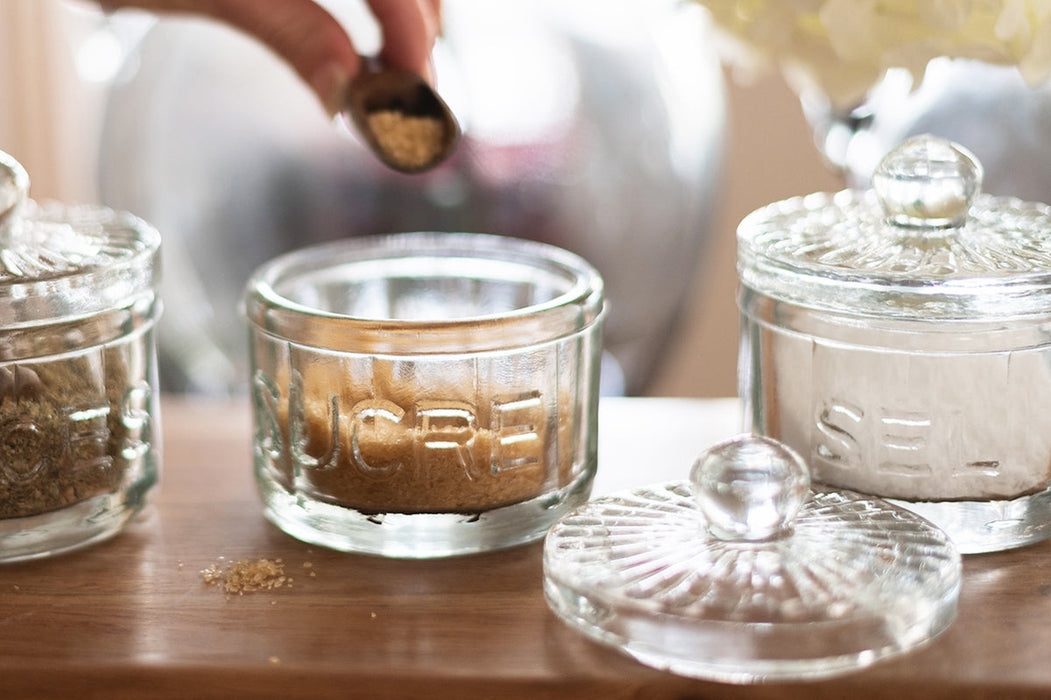 french bistro glass sugar jar