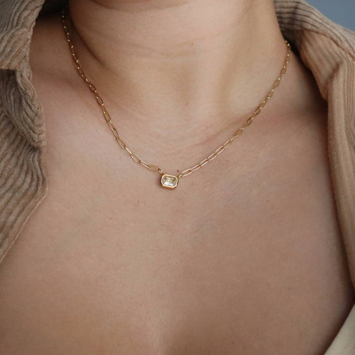 rectangular gem necklace