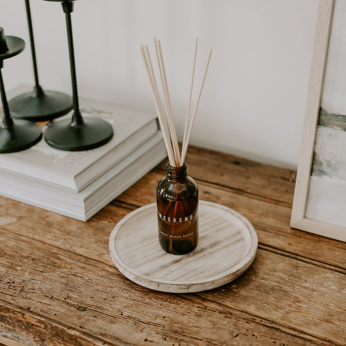 rustic round wood tray