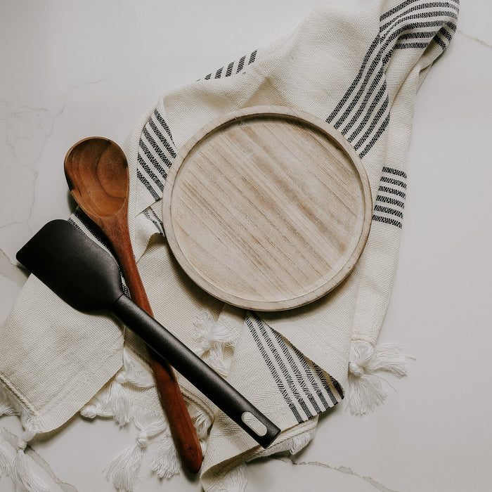 rustic round wood tray