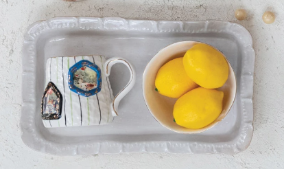 stoneware platter with ruffled edge