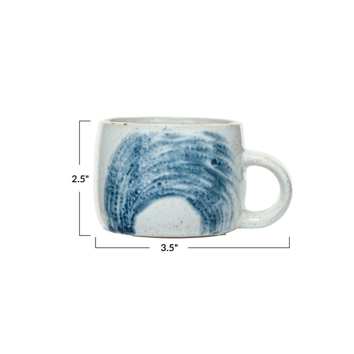 stoneware mug with blue wave