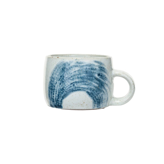 stoneware mug with blue wave