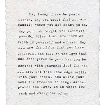 may today there be peace within - paper print