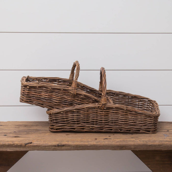 wicker garden basket with handles