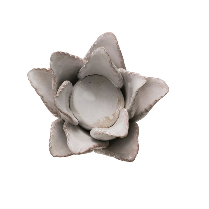 terracotta flower tea light holder