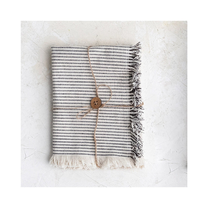 black and white stripe cotton tea towel