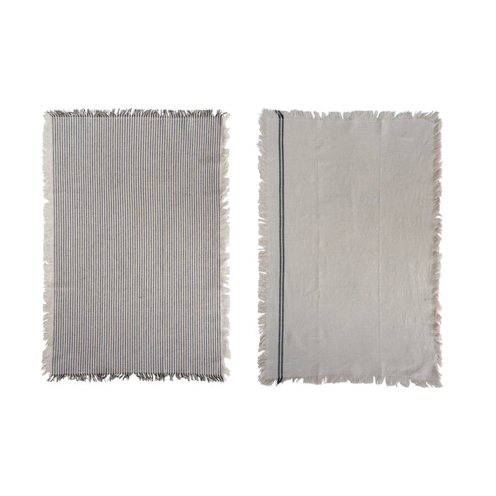 black and white stripe cotton tea towel
