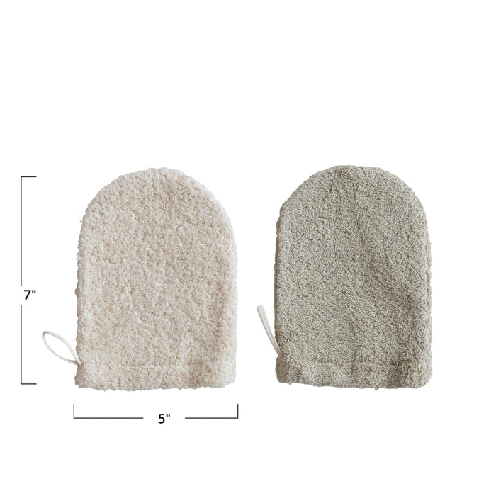 cotton terry cloth shower mitt