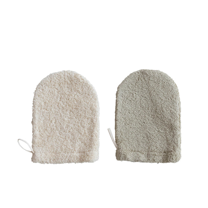 cotton terry cloth shower mitt