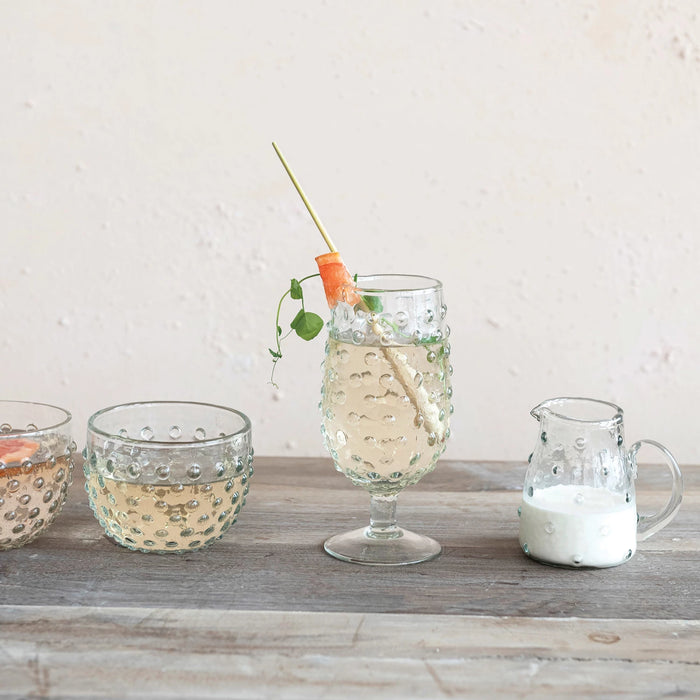 hobnail stemmed  glass