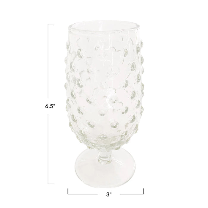 hobnail stemmed  glass