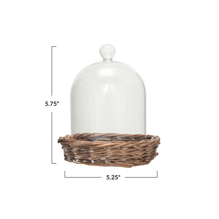 glass cloche with willow base
