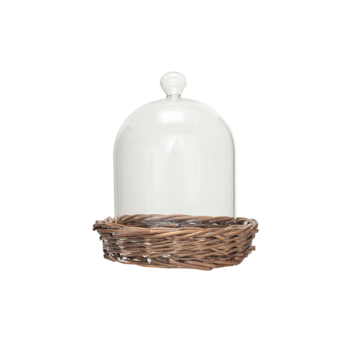 glass cloche with willow base