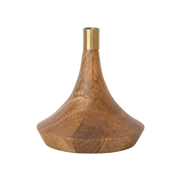 wood + brass taper holder