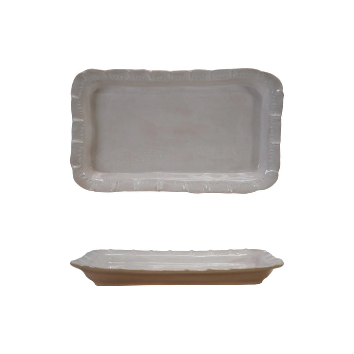 stoneware platter with ruffled edge