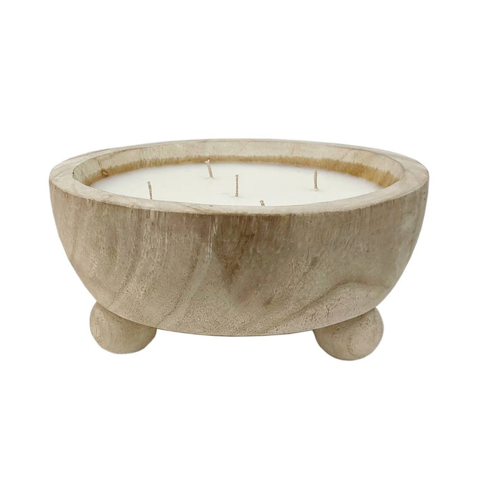 wood footed bowl candle