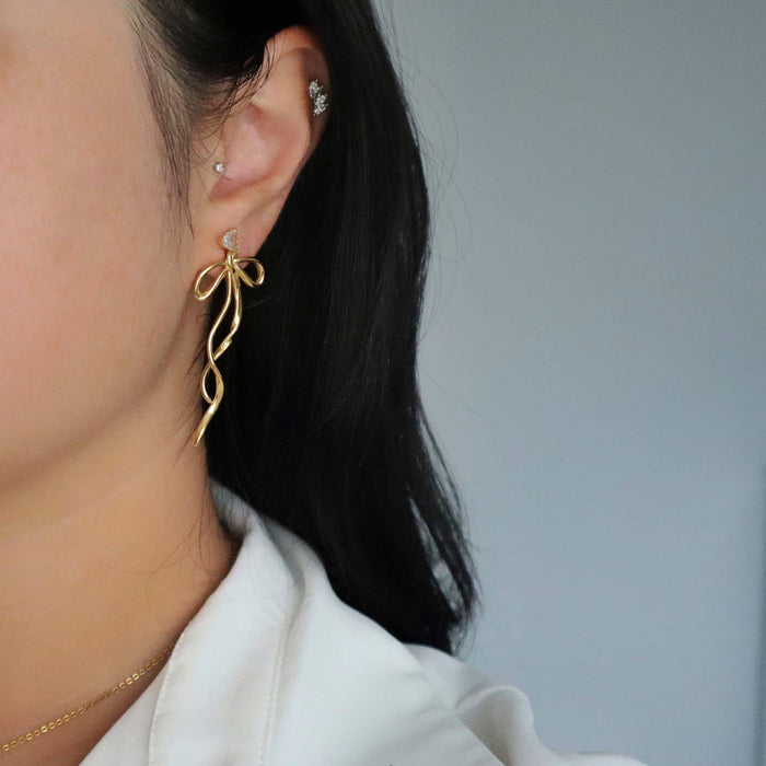 keira bow dangle earrings