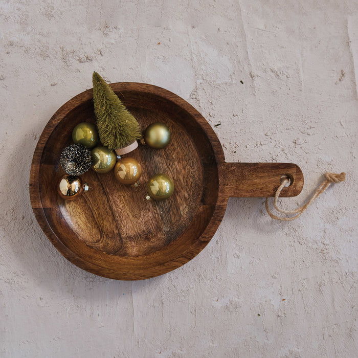 Mango wood bowl with handle
