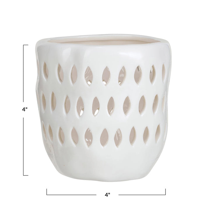 stoneware bisque votive holder