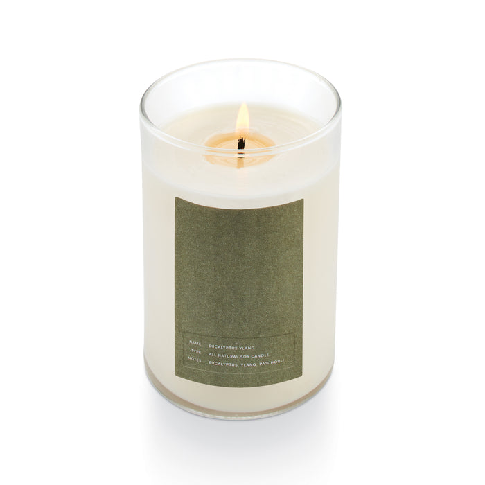 eucalyptus ylang glass candle