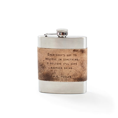 leather quote flask