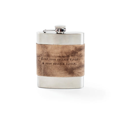leather quote flask