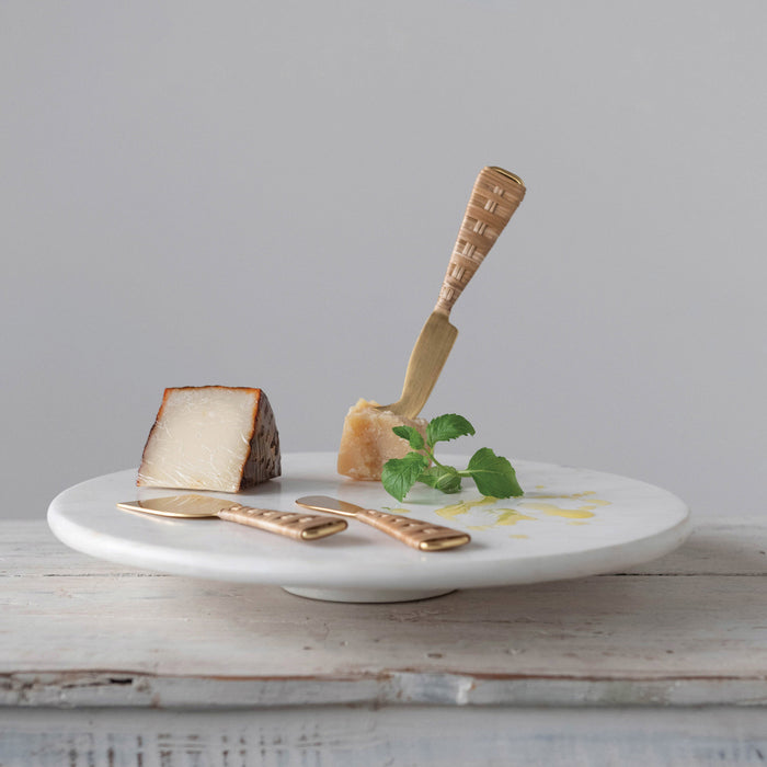 rattan wrapped cheese knife set