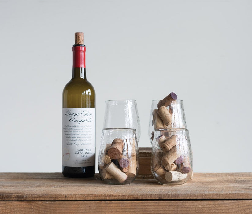 recycled glass stemless wine glass