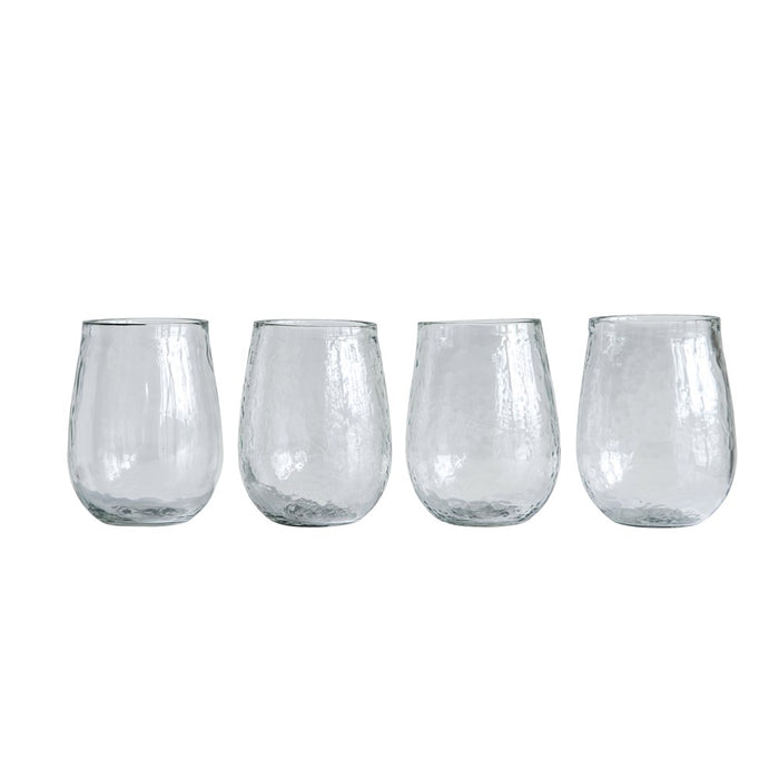 recycled glass stemless wine glass