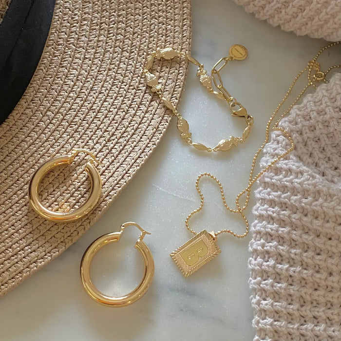 thick hoop earrings 18k gold filled - large