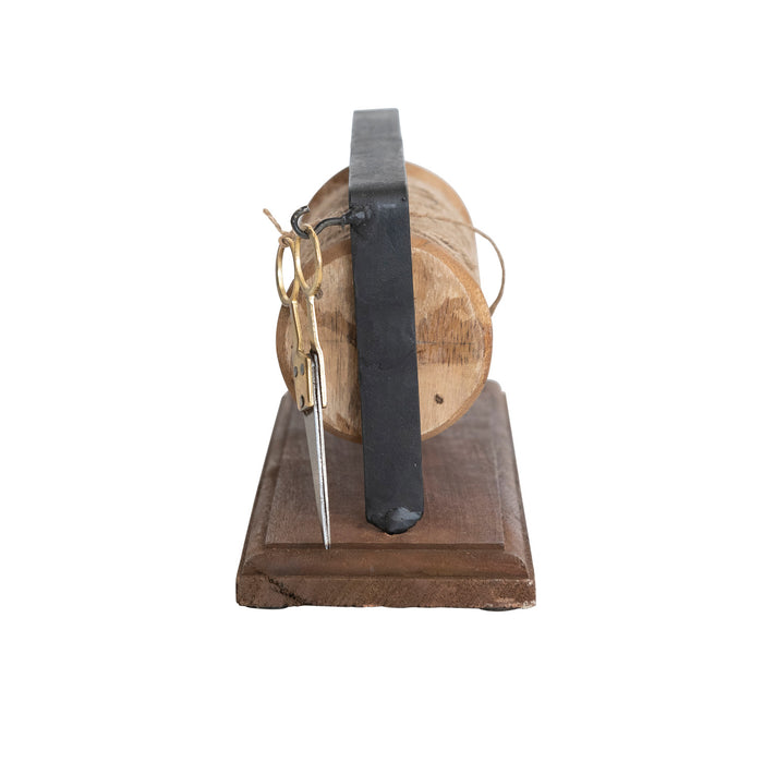 Reclaimed Wood & Metal Spool Stand w/ Scissors