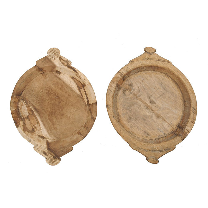 round wood, hand carved trays