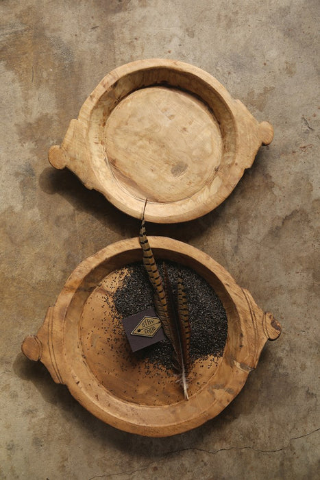 round wood, hand carved trays