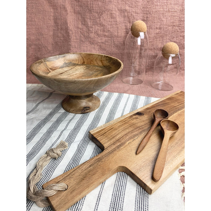 wood bowl on pedestal