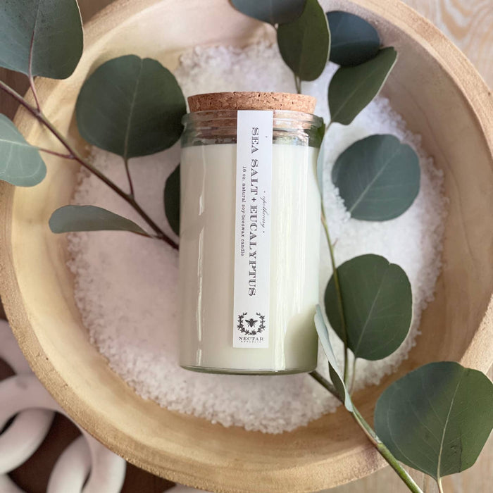 sea salt + eucalyptus apothecary candle