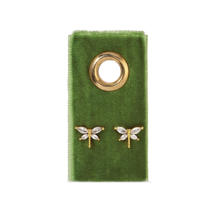 dragonfly studs on velvet