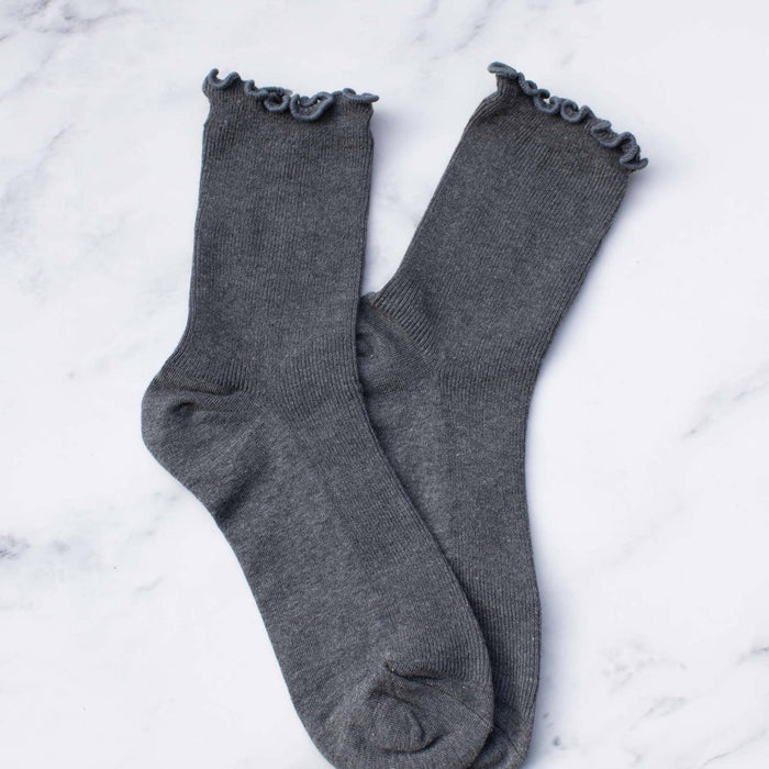 wednesday ruffle socks - charcoal