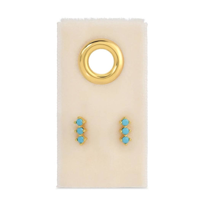 triple turquois bar studs on velvet