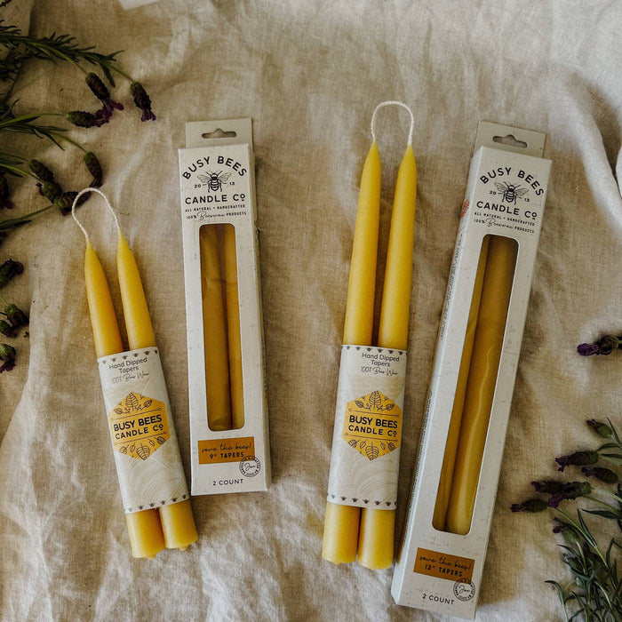 beeswax taper candle set 9"