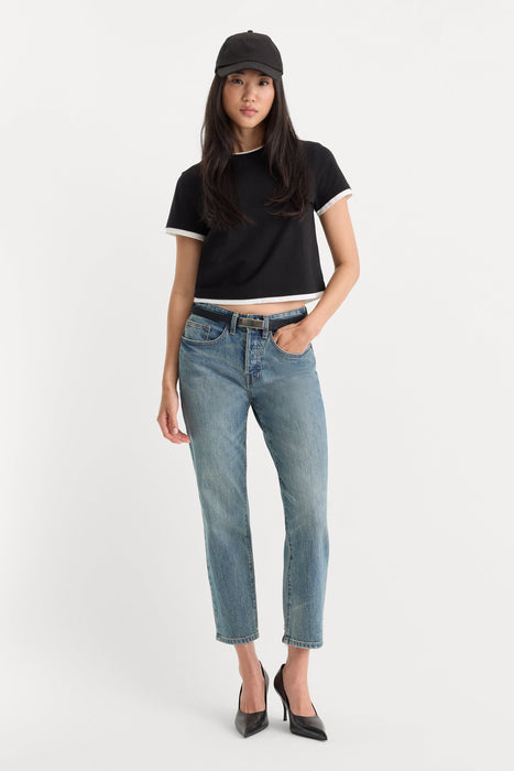good american, vintage straight ankle jeans / oak