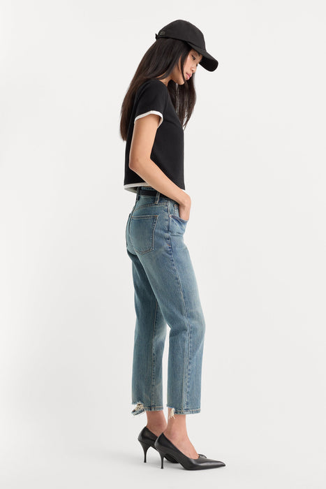 good american, vintage straight ankle jeans / oak