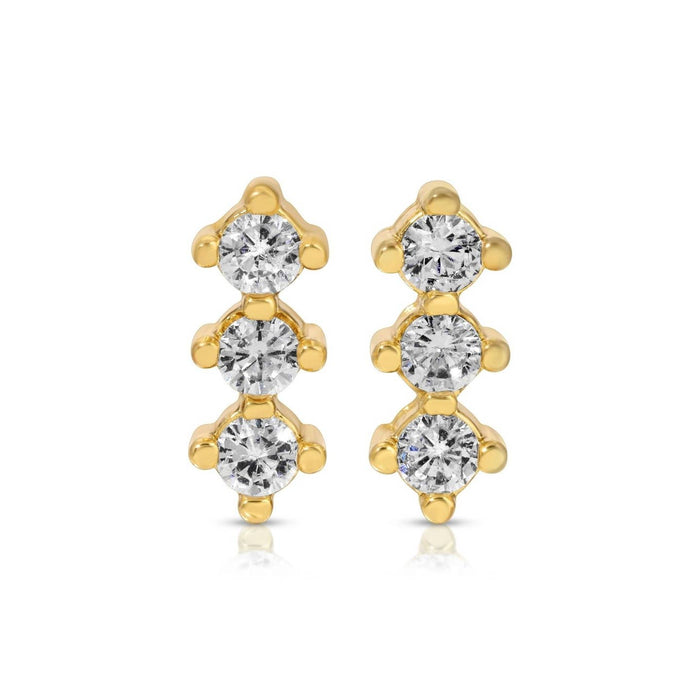 triple cz bar studs on velvet