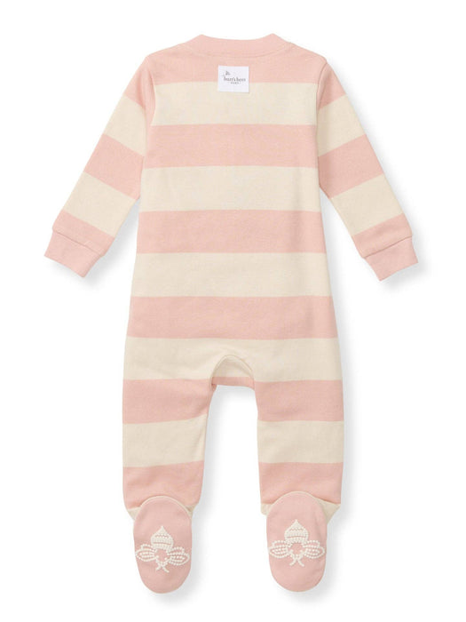 rugby stripe organic cotton sleep and play, pink sand