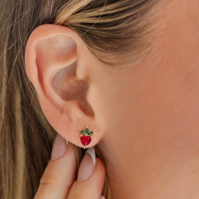 strawberry studs on velvet