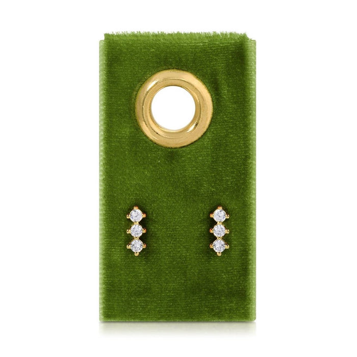 triple cz bar studs on velvet