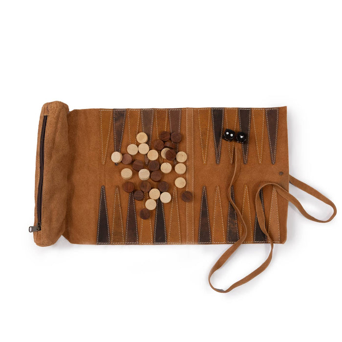 leather + suede backgamon set